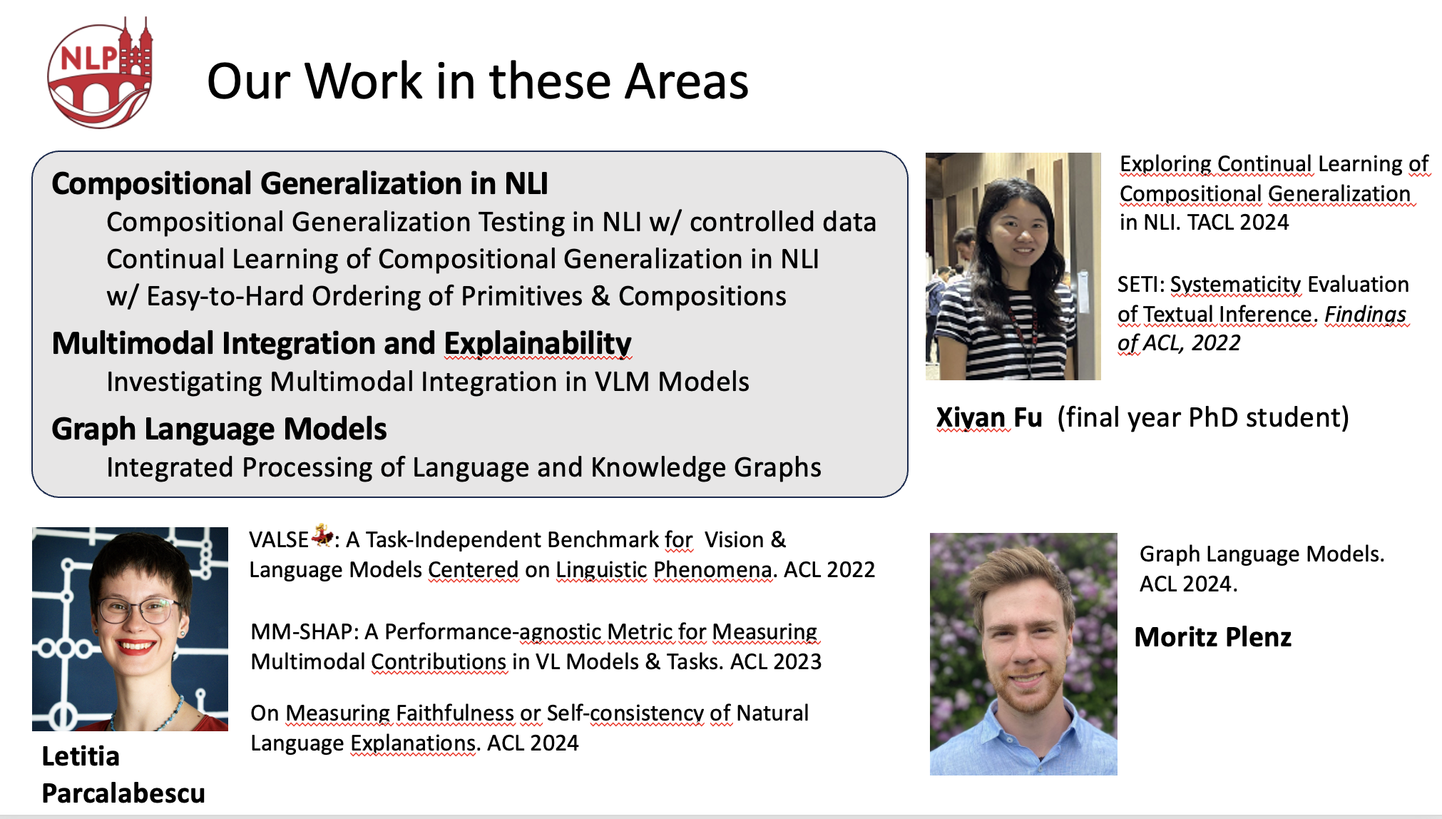 Overview of work by NLPHD group.